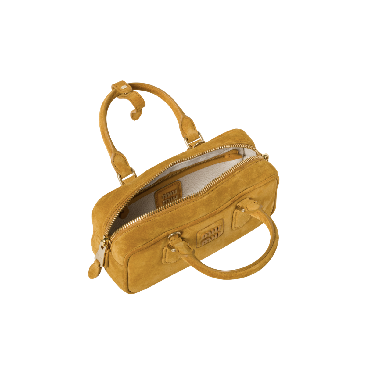 Miu Miu Arcadie Padded Suede Top-handle Bag