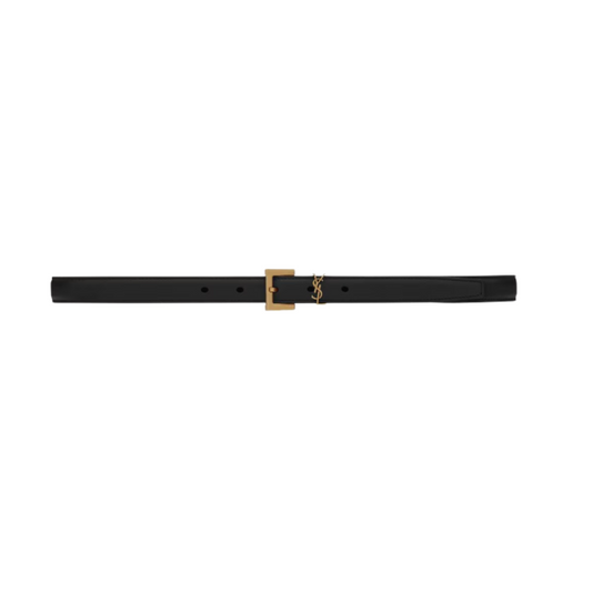 Saint Laurent Cassandre Thin Belt With Square Buckle in Box Saint Laurent Leather