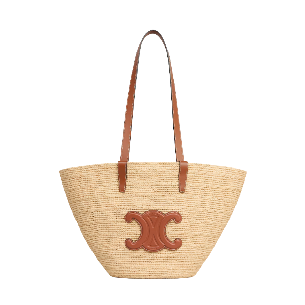 Celine Medium Supple Classic Panier in Raffia and Calfskin
