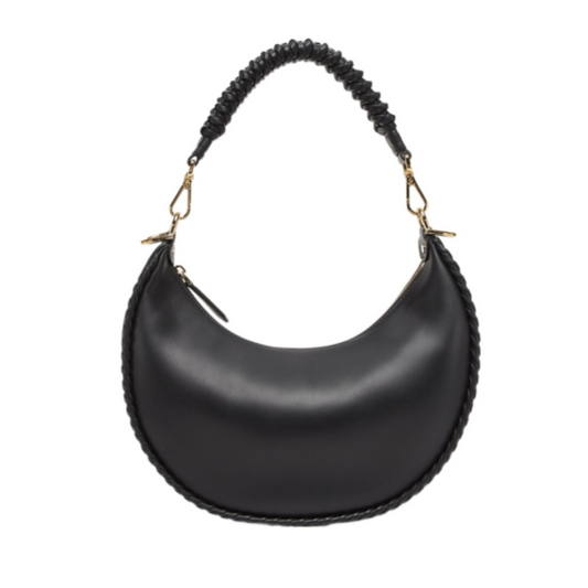 Fendi Fendigraphy Small Shoulder Bag in Black Calfskin