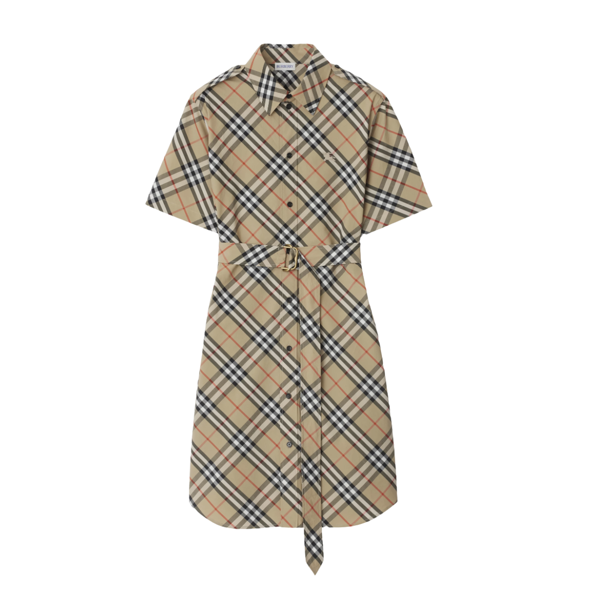 Burberry Check Beige Cotton Shirt Dress
