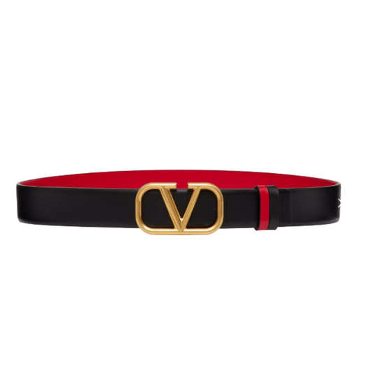 Valentino Garavani Reversible Vlogo Signature Belt In Glossy Calfskin 30 mm