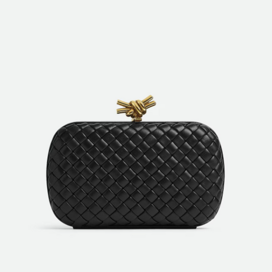 Bottega Veneta Knot Bag in Black Intrecciato Leather