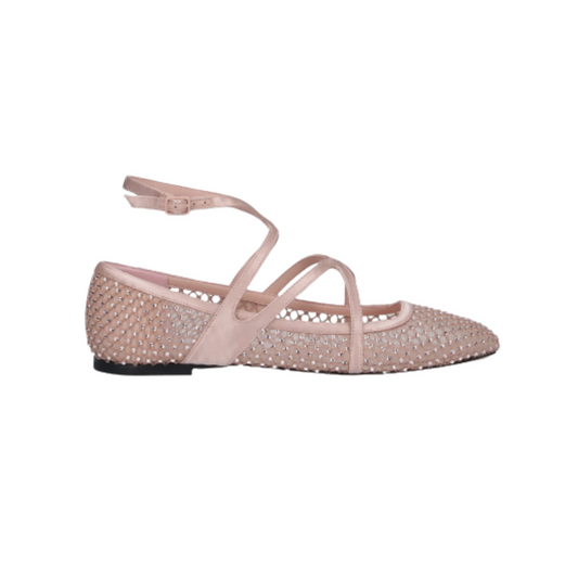 Jimmy Choo Astoria Crystal Mesh Caged Ballerina Flats