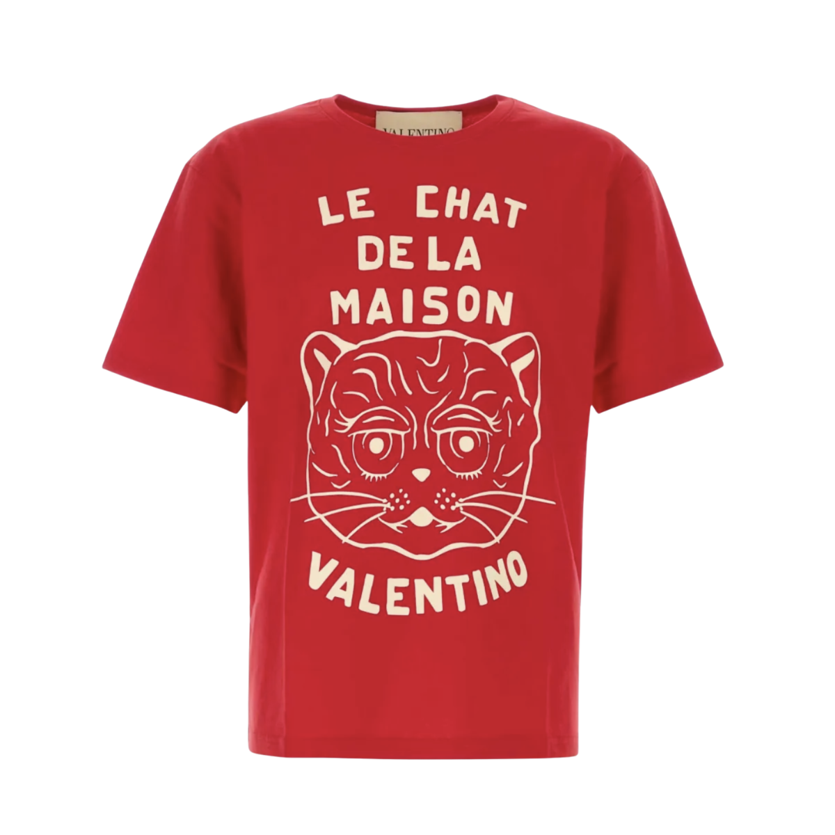 Valentino Garavani Cotton T-Shirt With Le Chat De La Maison Print