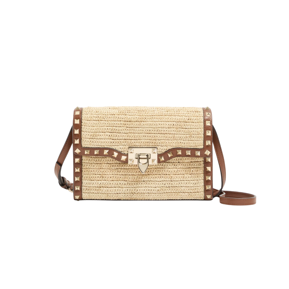 Valentino Garavani Rockstud Small Shoulder Bag in Raffia
