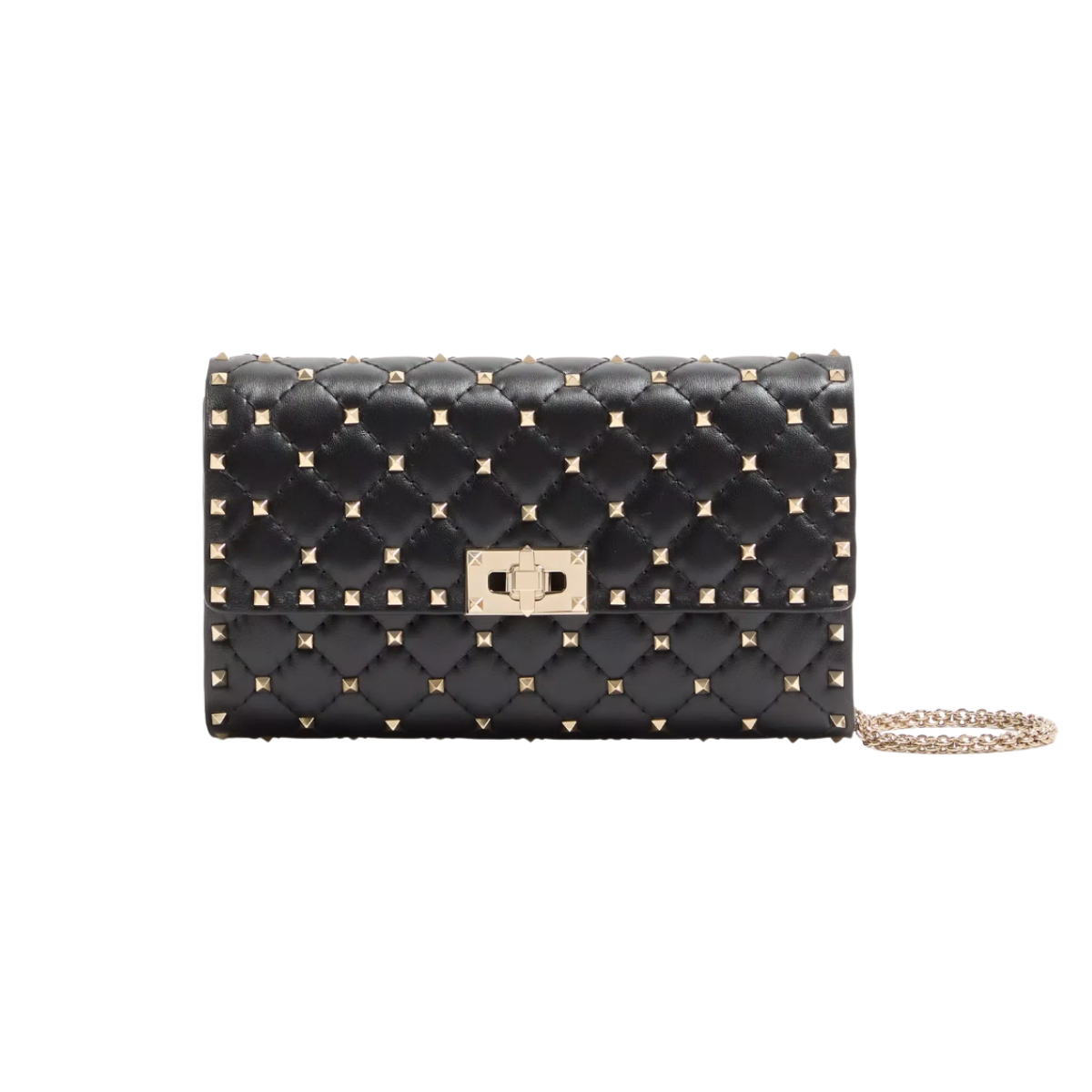 Valentino Garavani Rockstud Spike Nappa Leather Crossbody Clutch Bag Black
