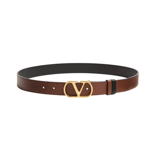 Valentino Garavani VLogo Signature Reversible Shiny Calfskin Belt
