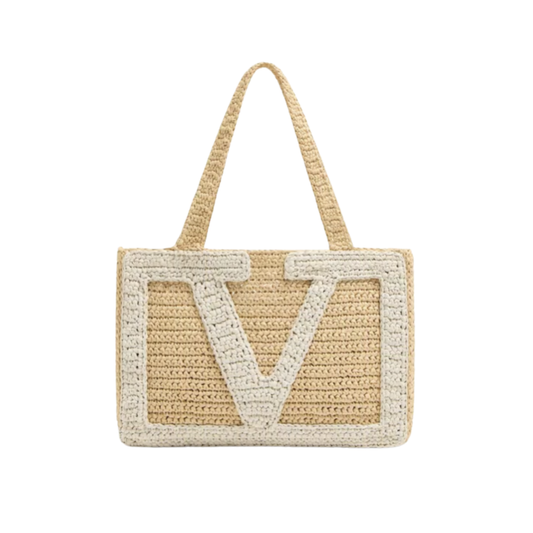 Valentino Garavani Viva Superstar Medium Shopping Bag In Raffia
