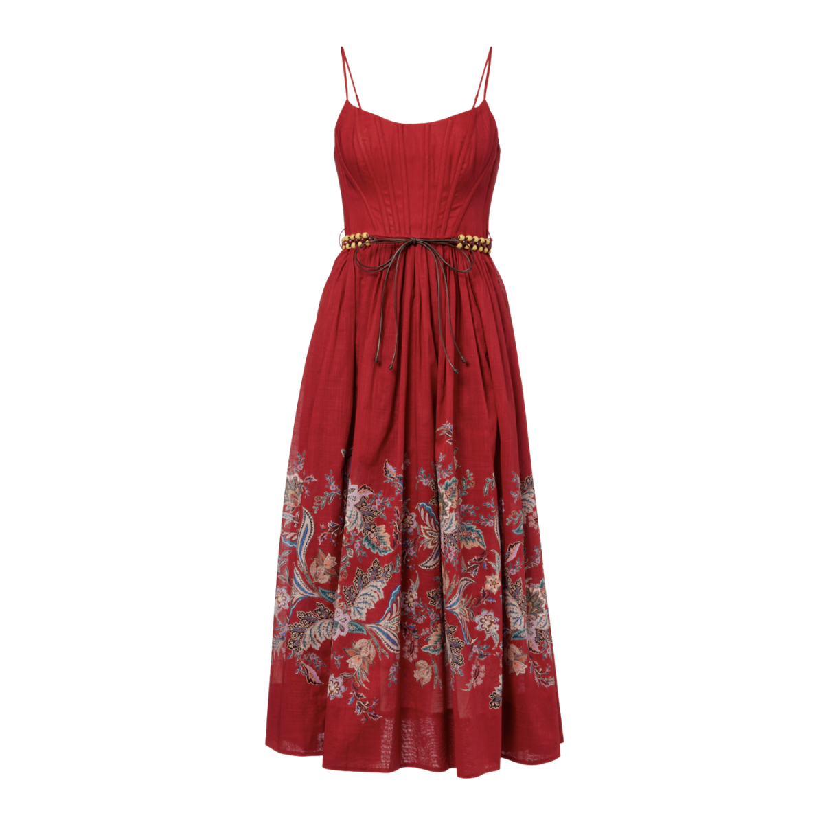 Zimmermann Rhiannon Gathered Paisley Cotton Midi Dress